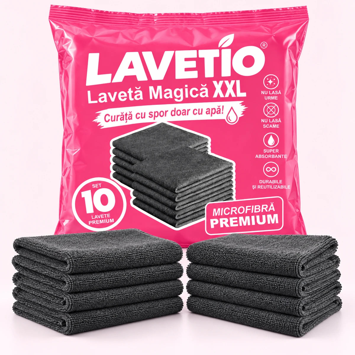 5 + 5 GRATIS: LAVETIO Lavetă Magică XXL din Microfibră Premium